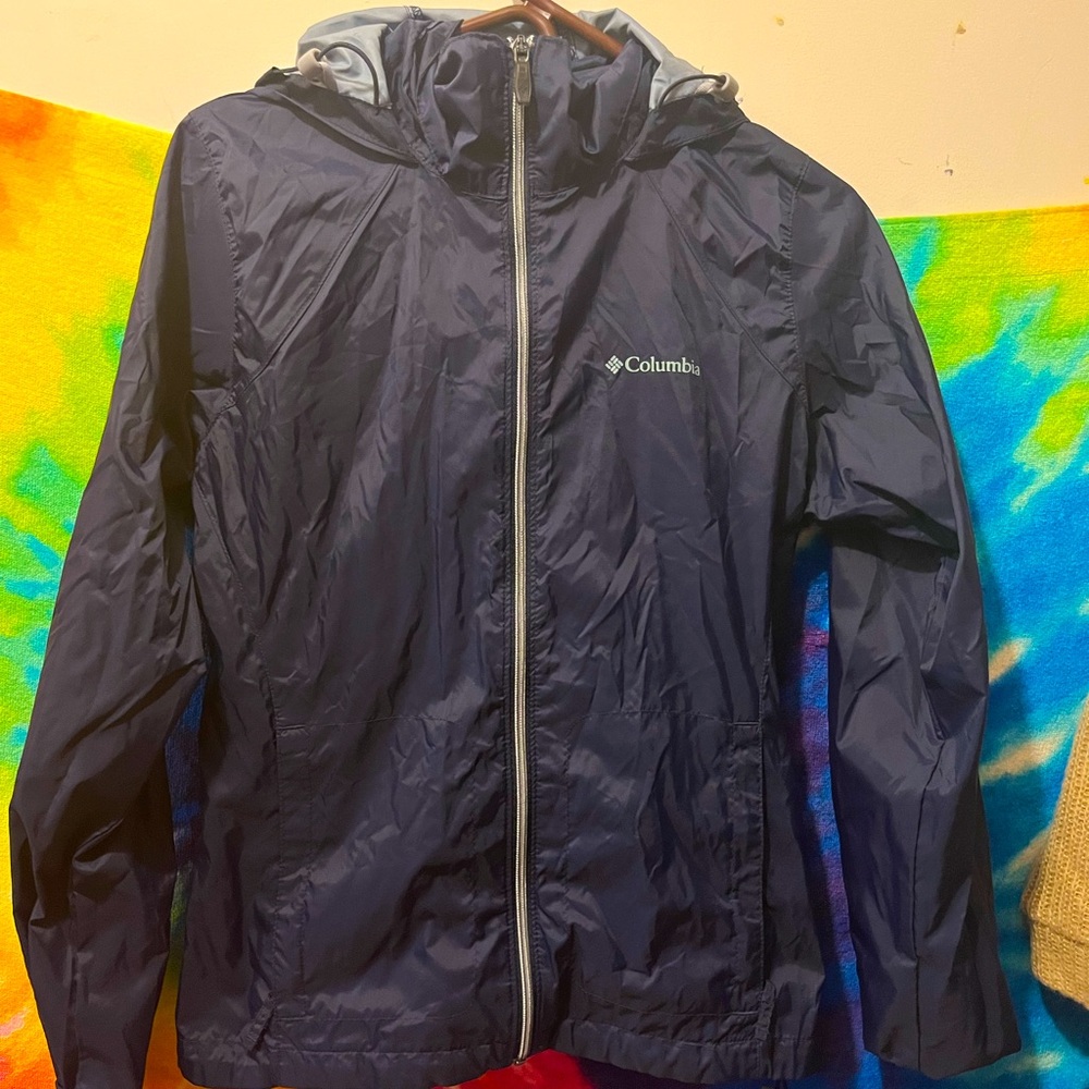 COLUMBIA Womens Navy Blue Rain Jacket